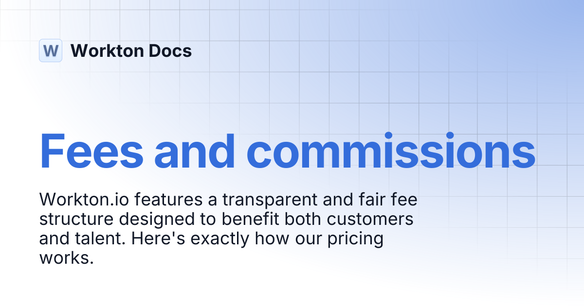Fees and commissions | Workton Docs