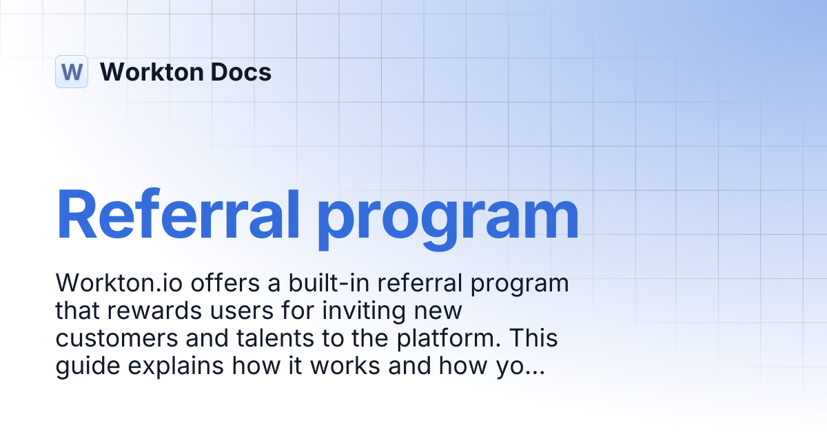 Referral program | Workton Docs