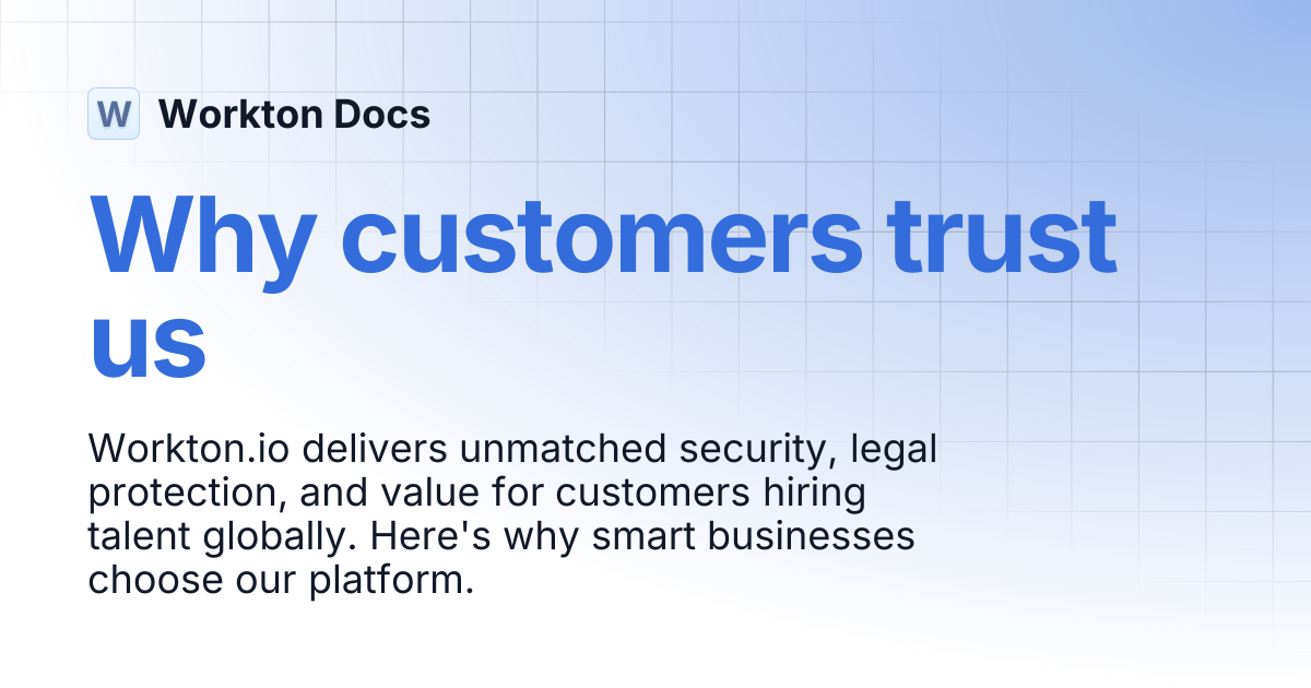 Why customers trust us | Workton Docs