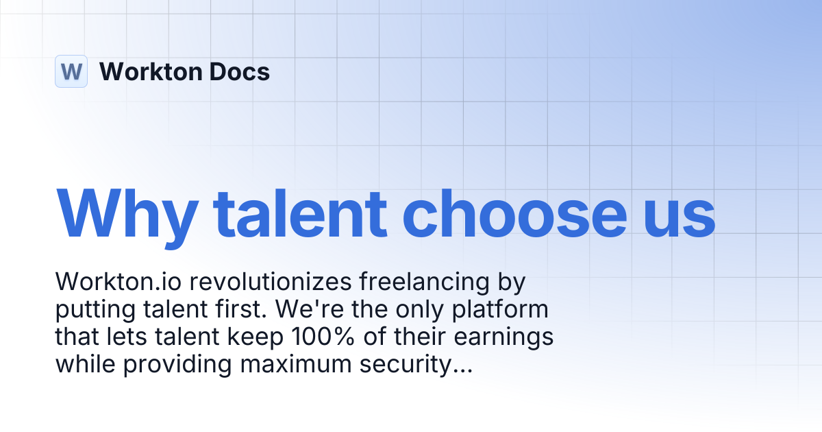 Why talent choose us | Workton Docs