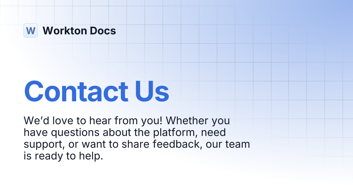 Contact Us | Workton Docs